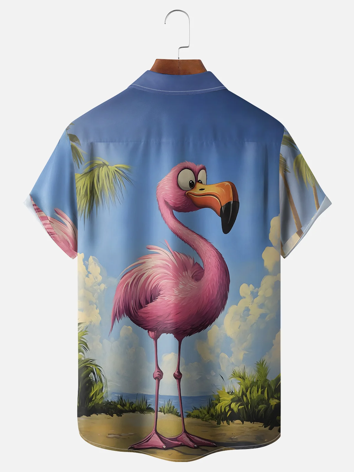 Moisture Wicking Flamingo Chest Pocket Hawaiian Shirt