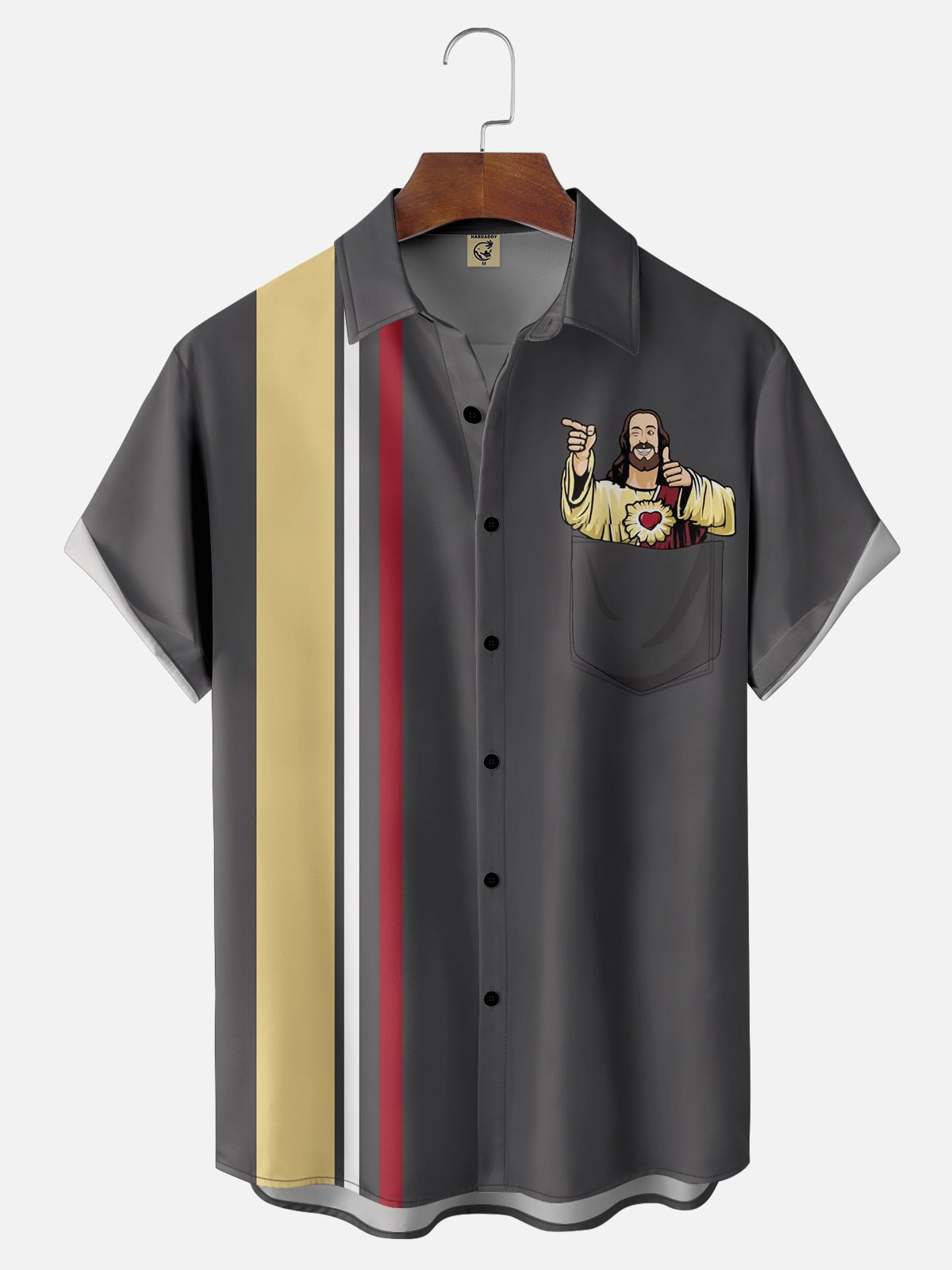 Moisture Wicking Jesus Chest Pocket Bowling Shirt