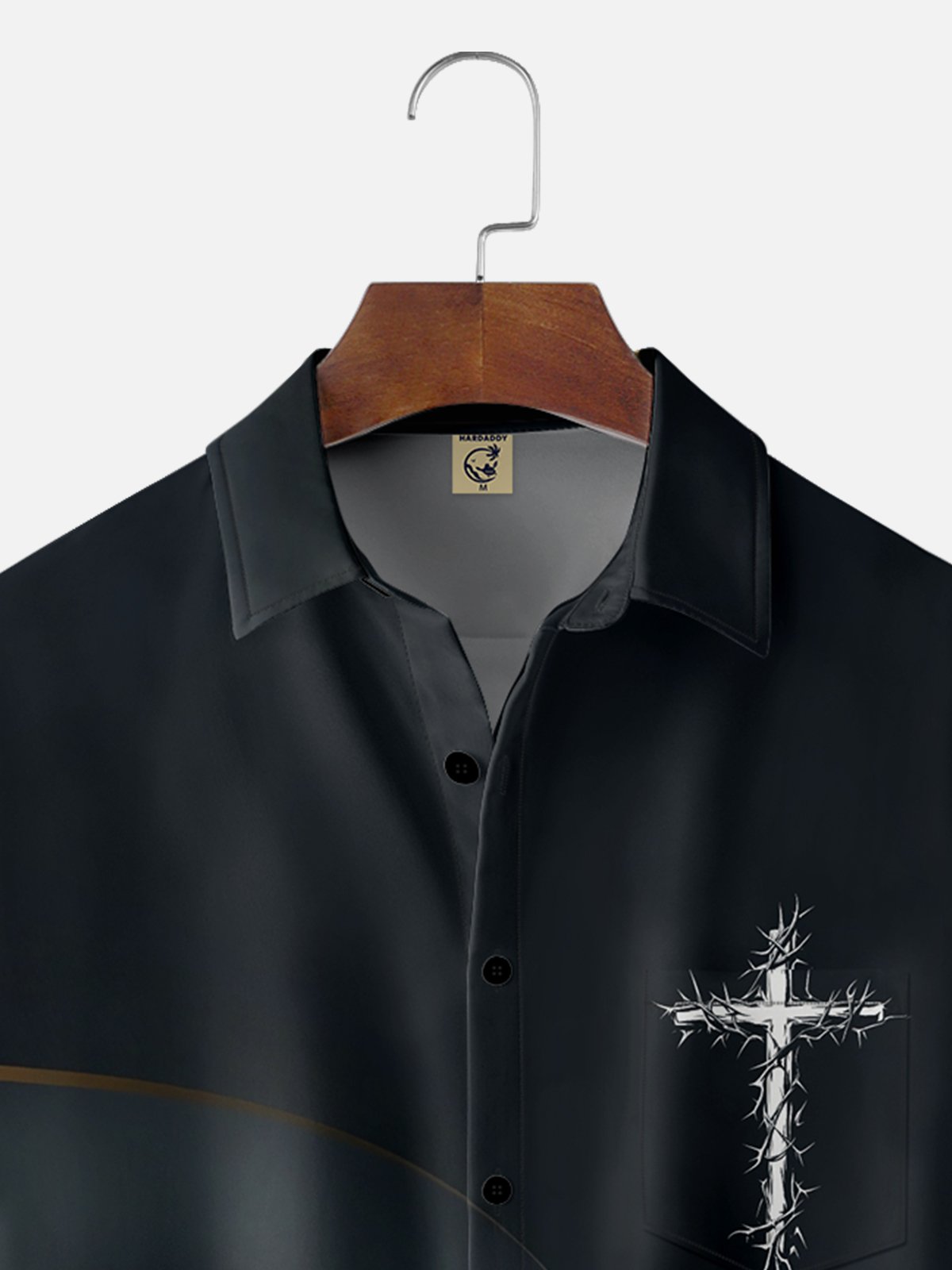 Moisture-wicking Easter Cross Gradient Geomatric Chest Pocket Casual Shirt