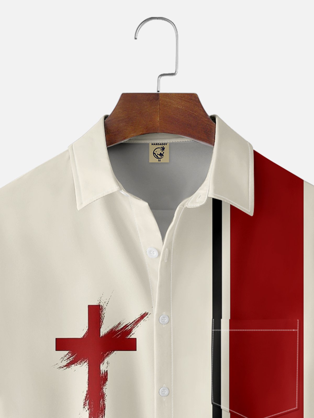 Moisture-wicking Easter Jesus Cross Chest Pocket Bowling Shirt