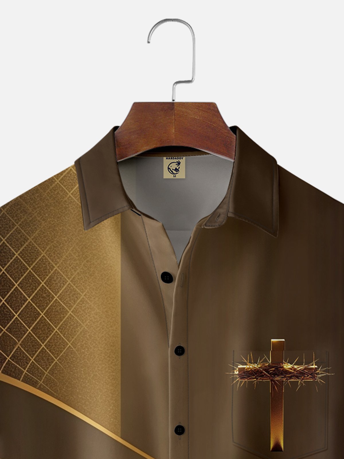 Moisture-wicking Easter Geomatric Cross Chest Pocket Casual Shirt