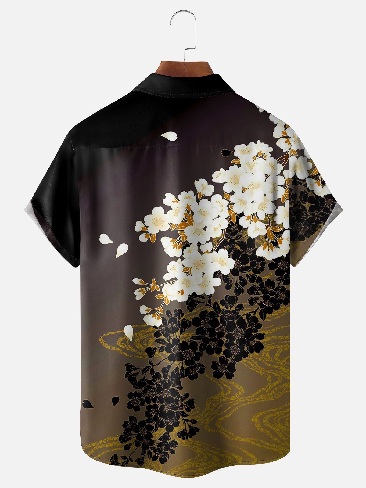 Moisture-wicking Japanese Cherry Blossom Ukiyoe Chest Pocket Casual Shirt