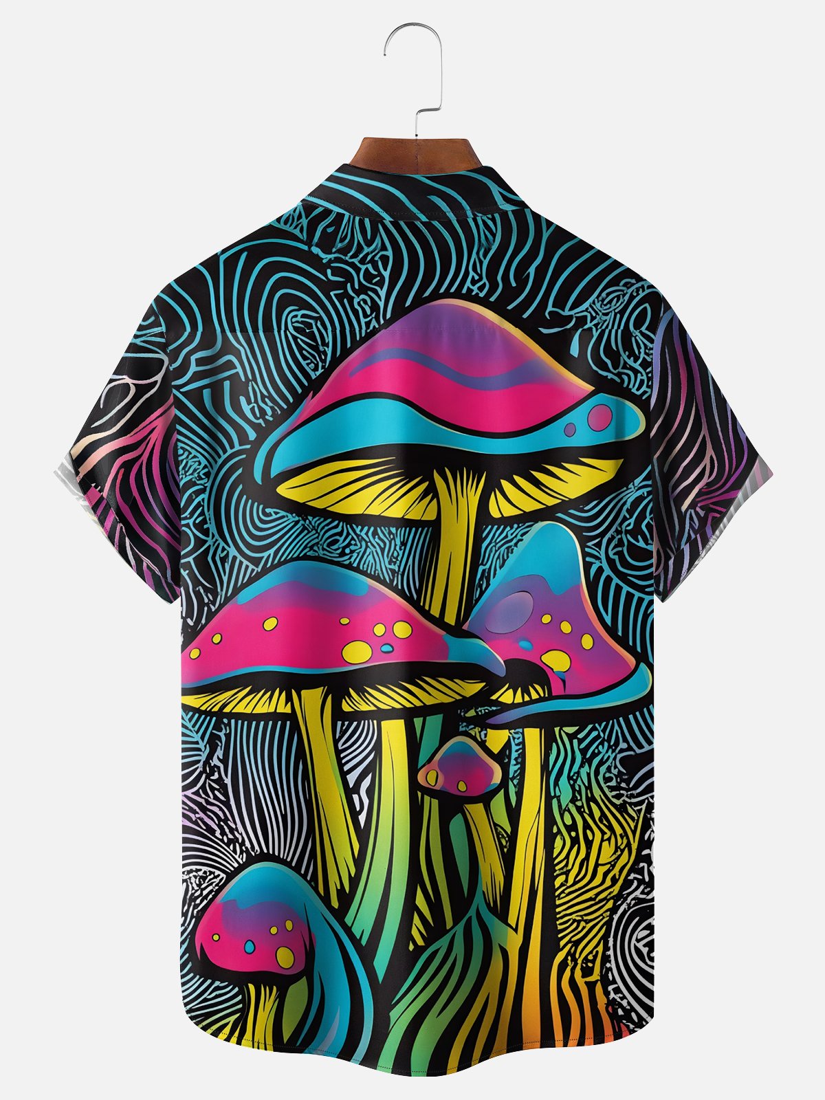 Moisture-wicking Hippie Mushroom Chest Pocket Hawaiian Shirt