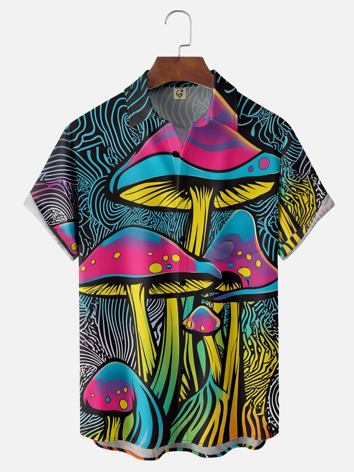 Moisture-wicking Hippie Mushroom Chest Pocket Hawaiian Shirt