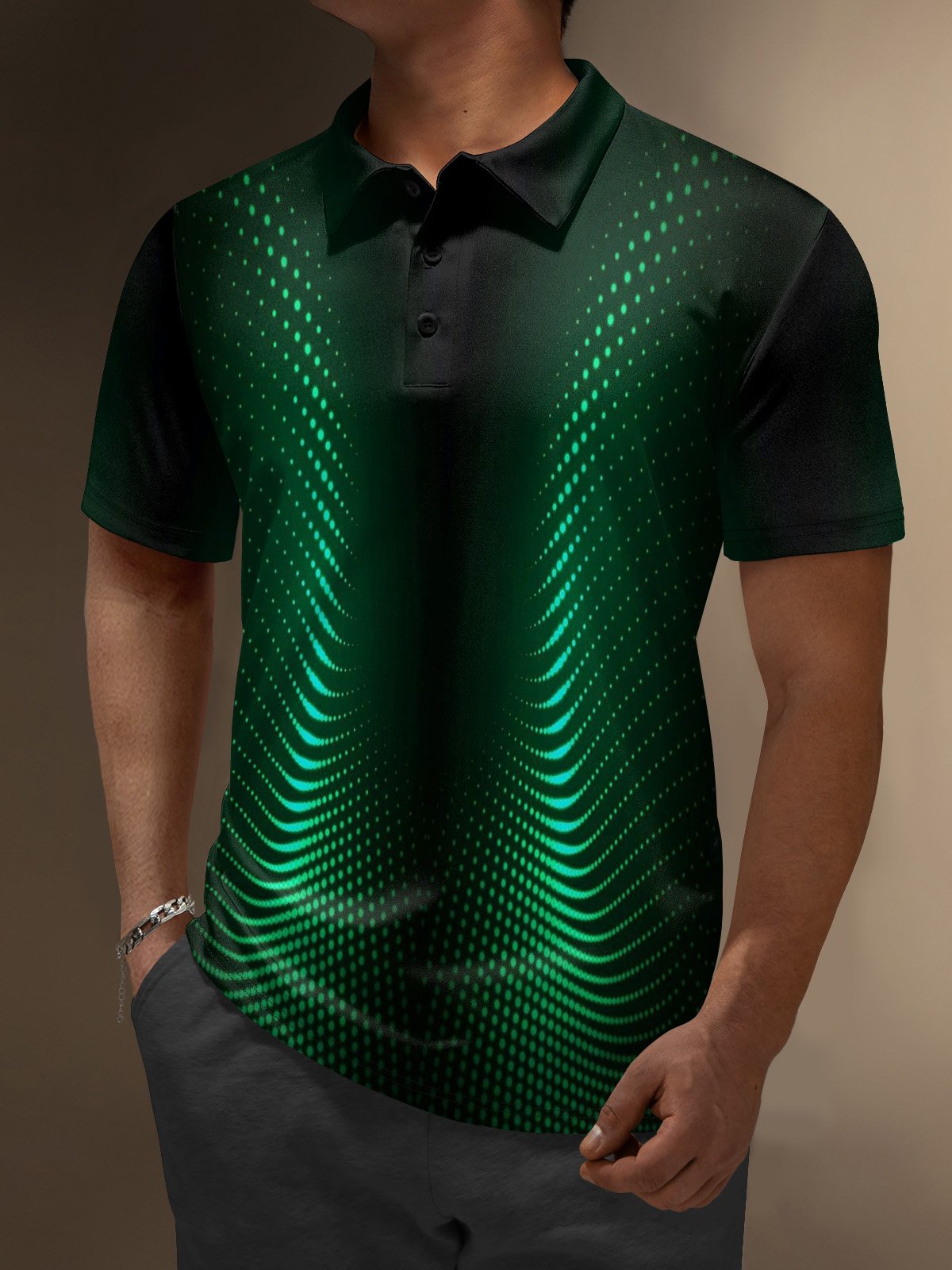 Moisture Wicking Artistic Geometric Dots Golf Polo