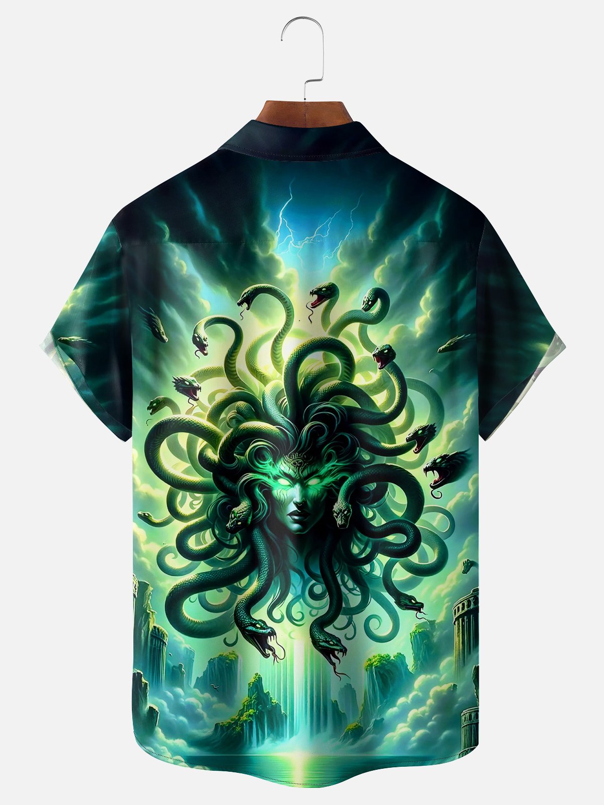 Moisture-wicking Medusa Snake Chest Pocket Casual Shirt