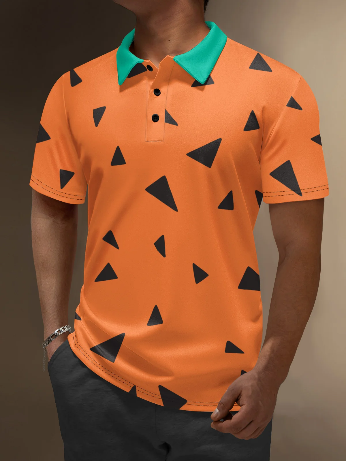 Moisture Wicking Geometric Cartoon Golf Polo