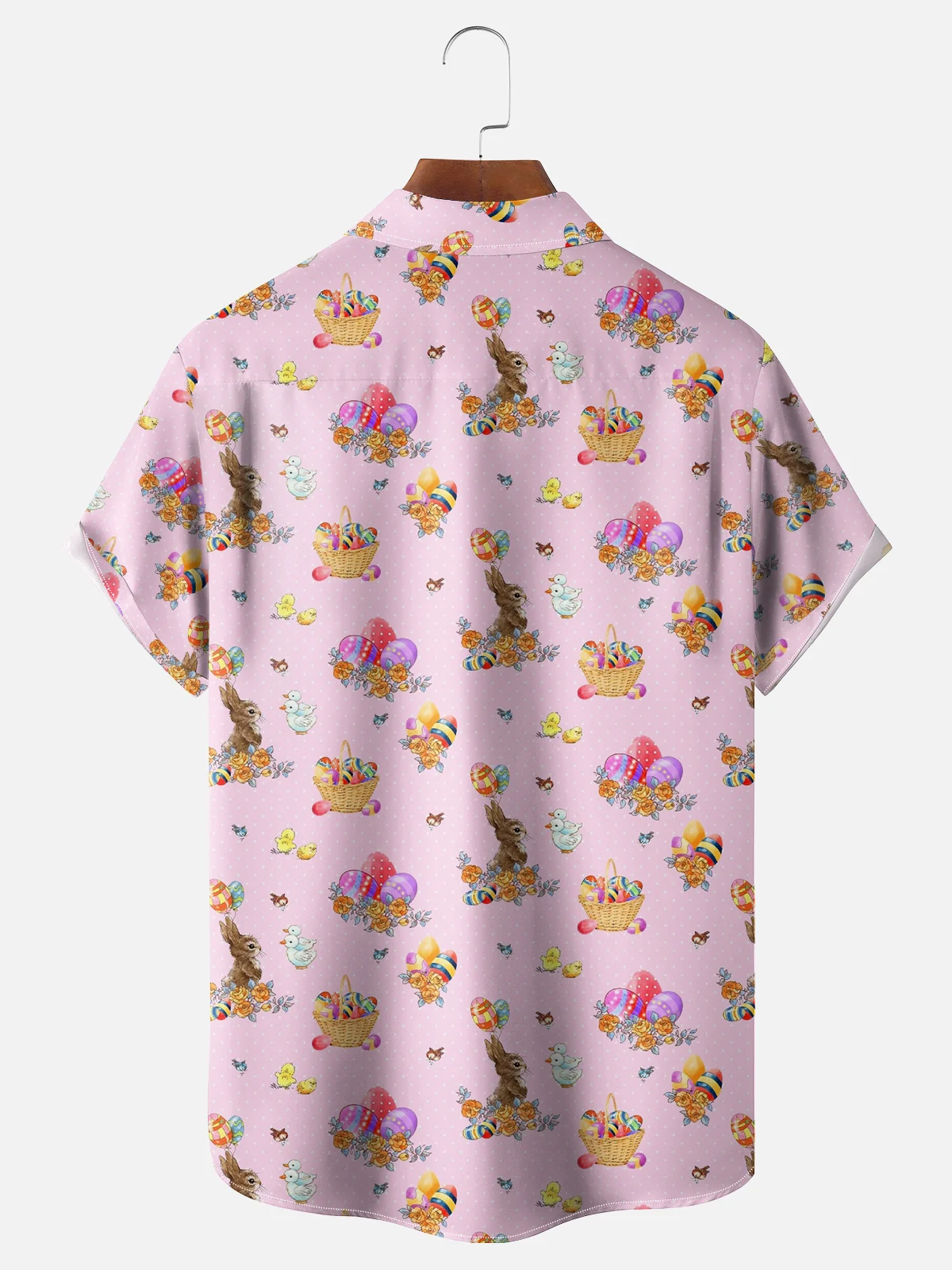 Moisture-wicking Easter Bunny Rabbit Eggs Chest Pocket Casual Shirt