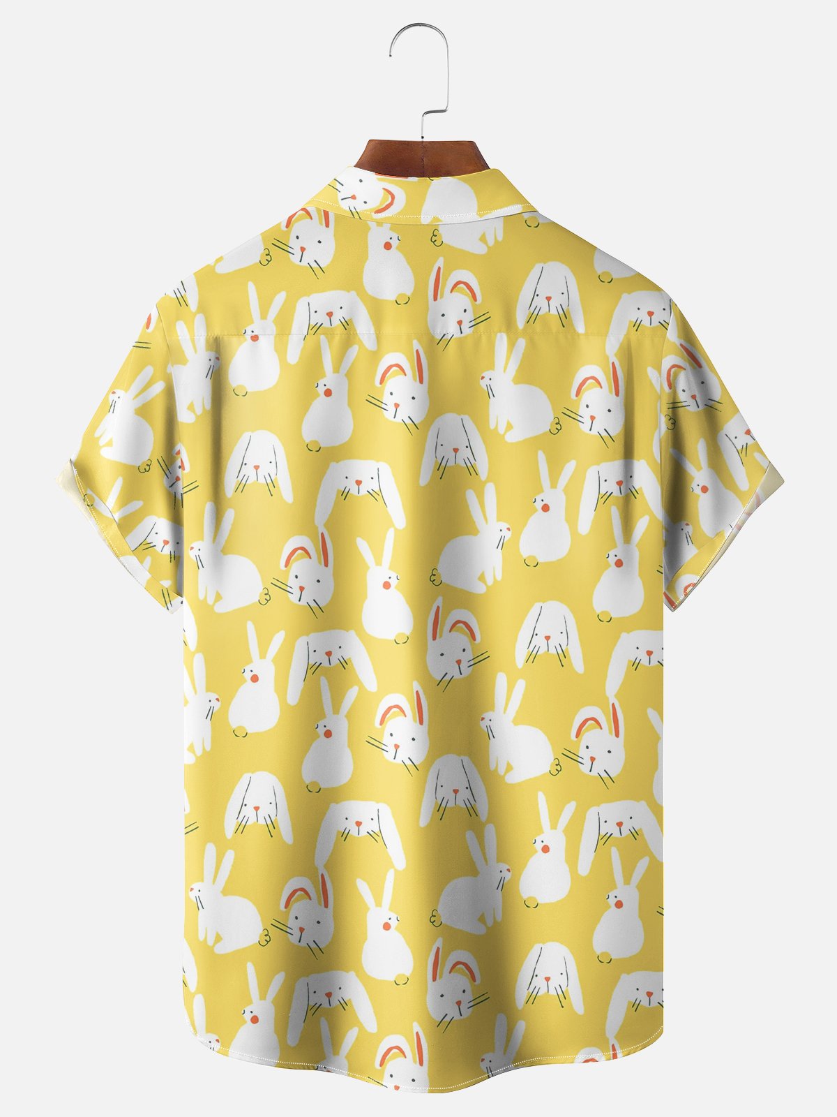 Moisture-wicking Easter Bunny Rabbit Chest Pocket Casual Shirt