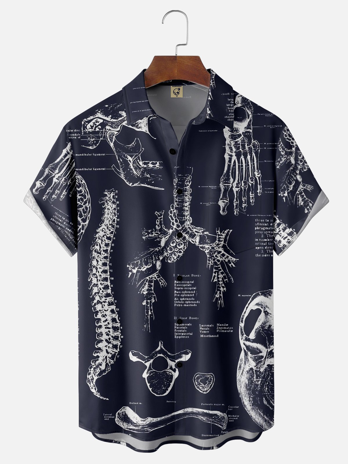 Moisture-wicking Abstract Skeleton Chest Pocket Casual Shirt