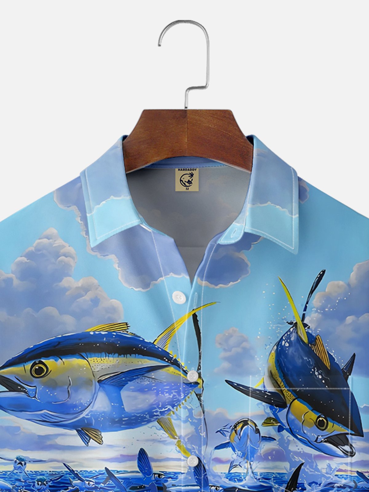 Moisture-wicking Ocean Fish Sea Water Chest Pocket Hawaiian Shirt