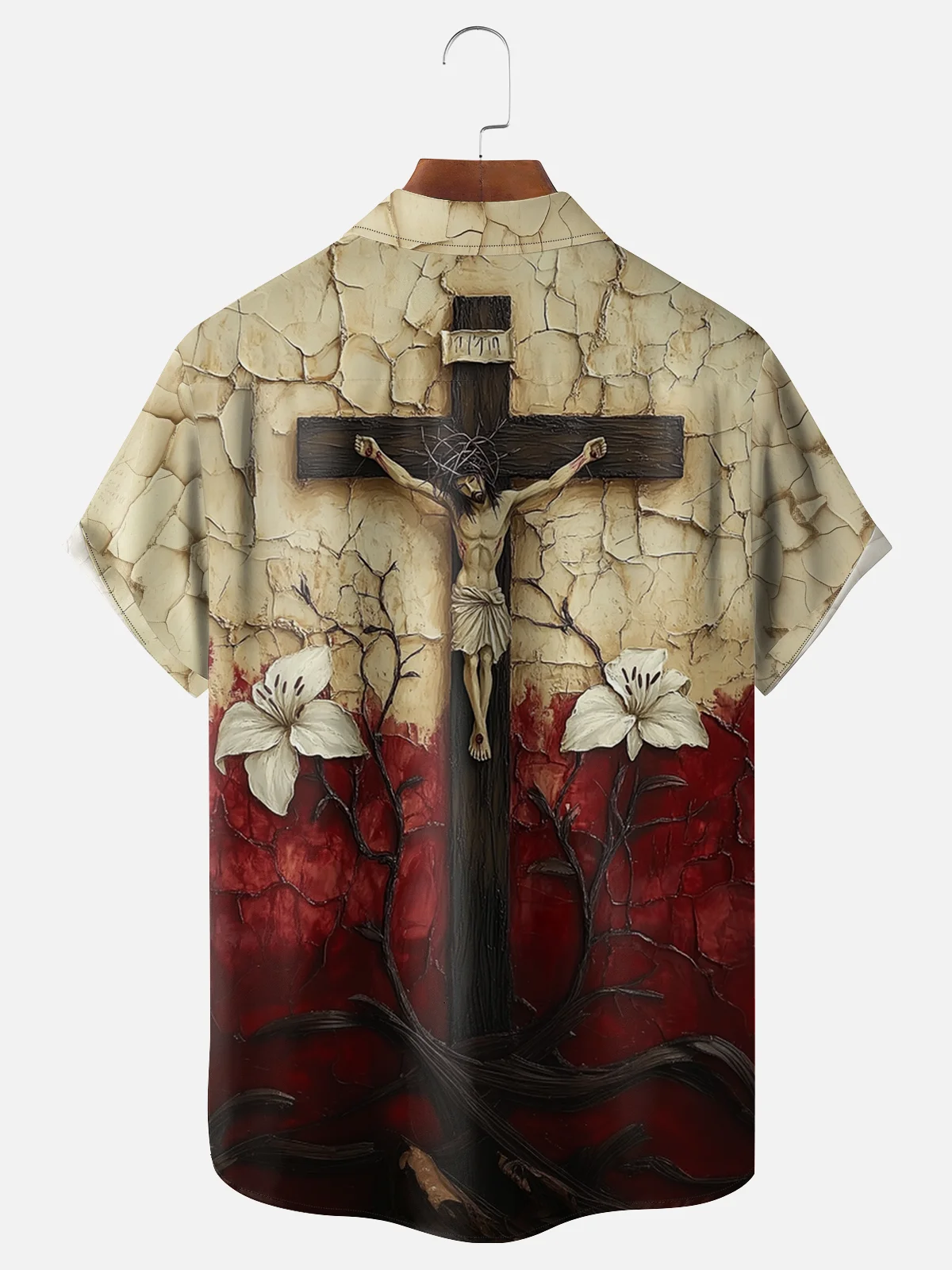 Moisture-wicking Jesus Christ Cross Easter Chest Pocket Casual Shirt