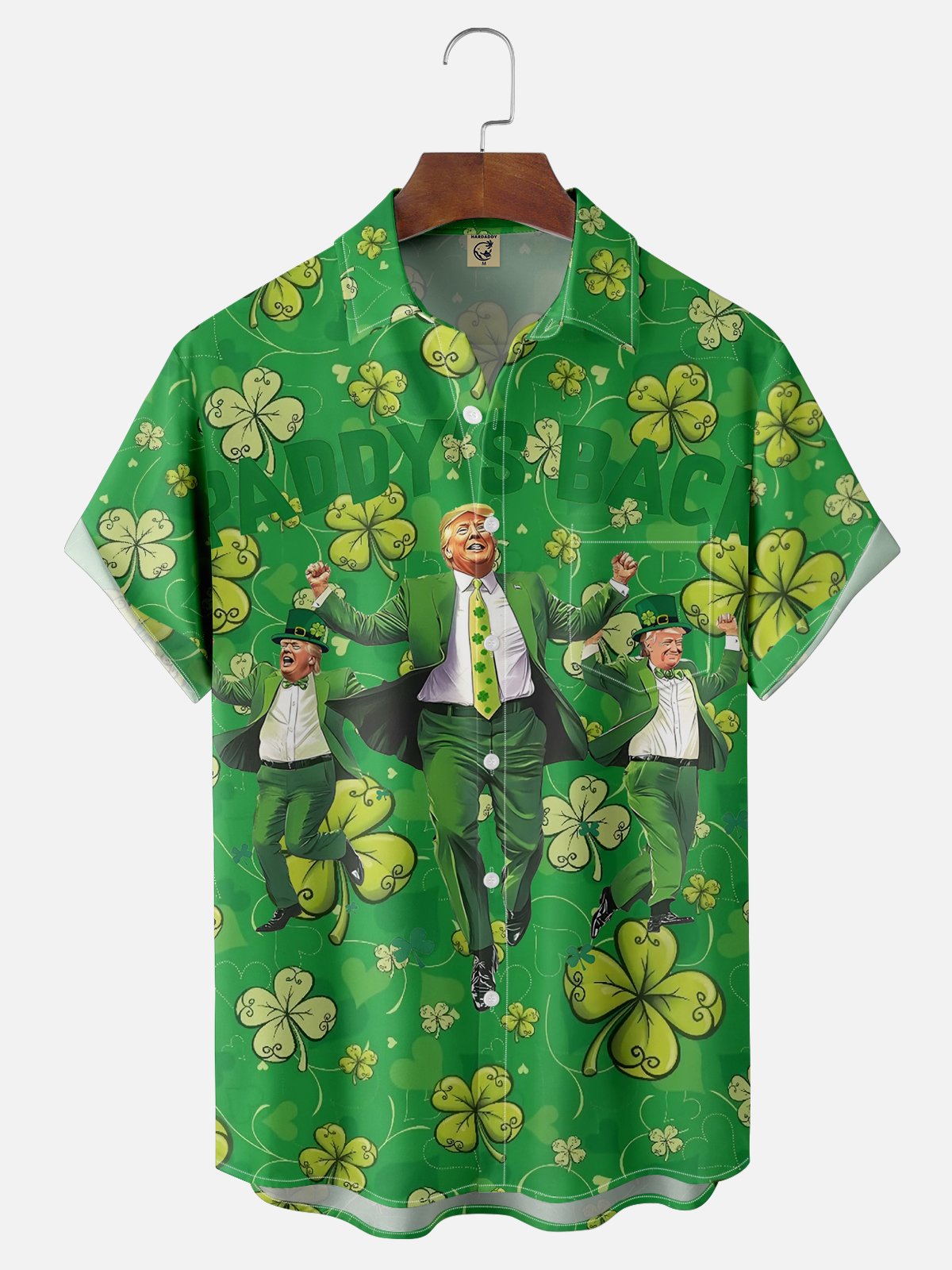 Moisture Wicking St. Patrick's Day Trump Chest Pocket Hawaiian Shirt