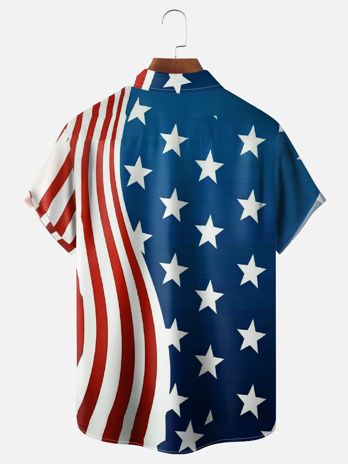 Moisture-wicking Easter Cross American Flag Independence Day Chest Pocket Casual Shirt