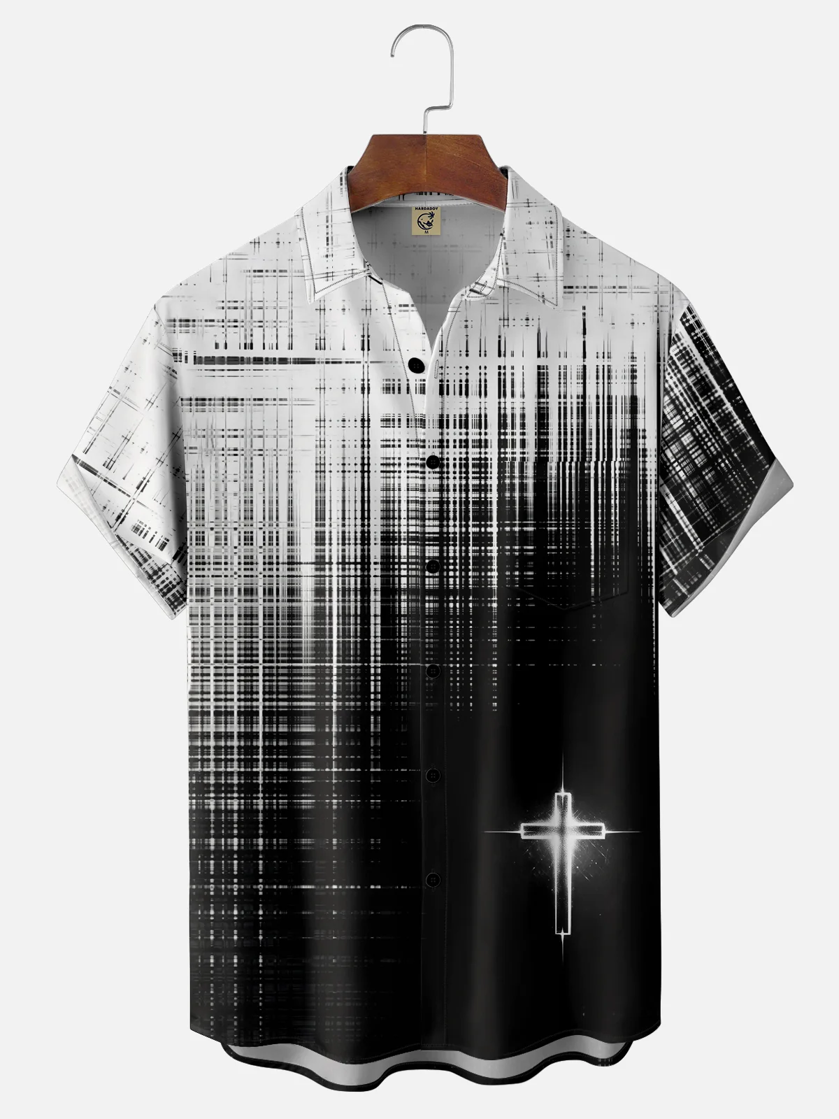 Moisture-wicking Geomatric Cross Easter Chest Pocket Casual Shirt