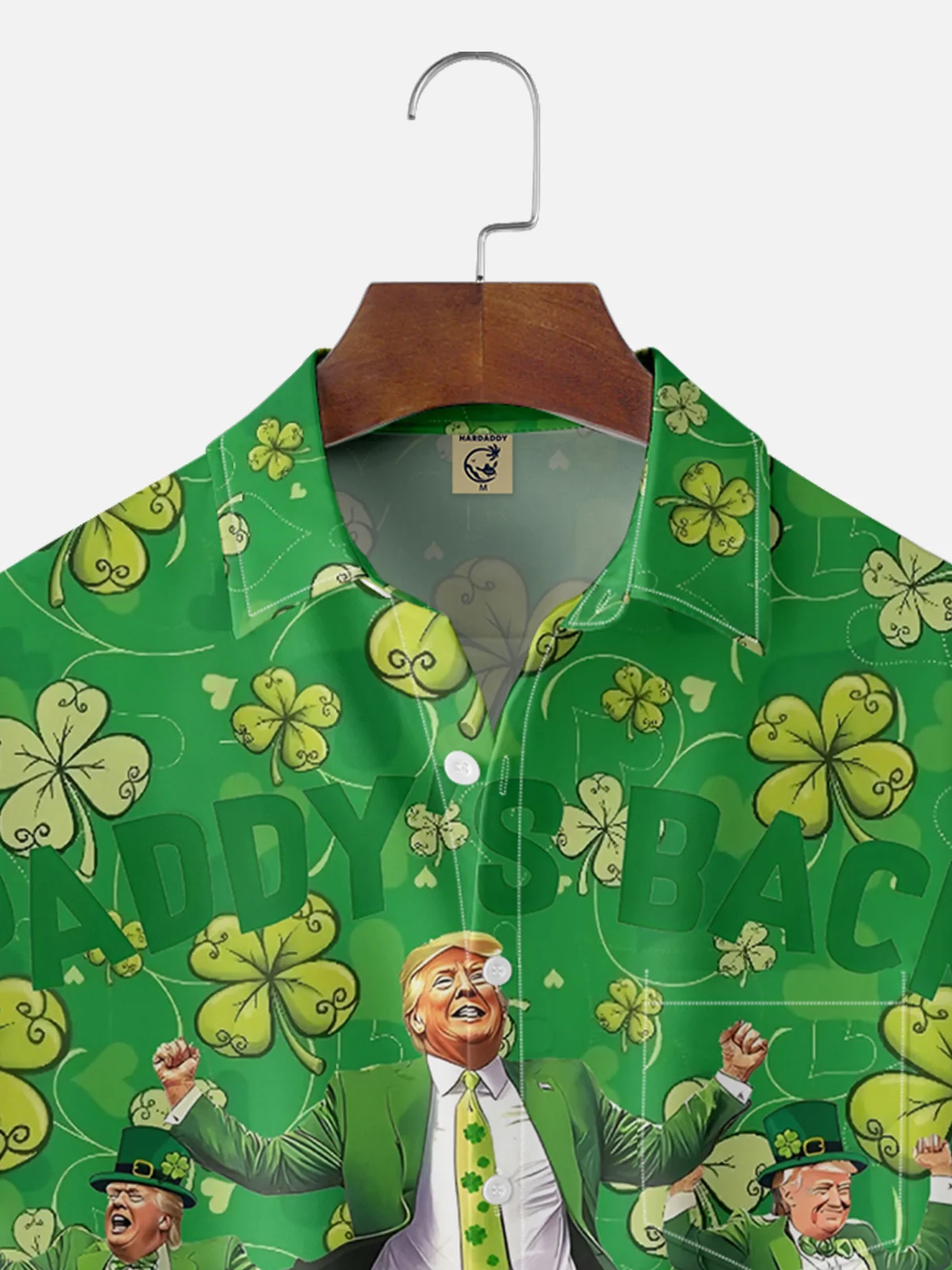 Moisture Wicking St. Patrick's Day Trump Chest Pocket Hawaiian Shirt