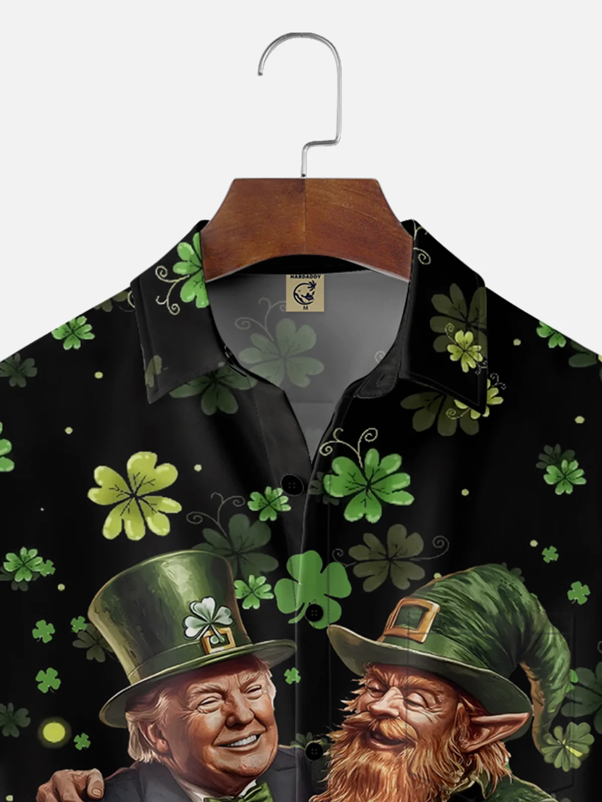 Moisture Wicking St. Patrick's Day Beer Trump Chest Pocket Hawaiian Shirt