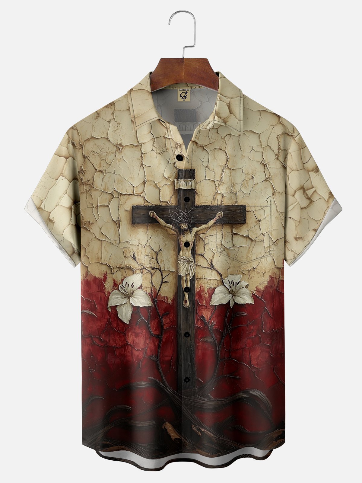 Moisture-wicking Jesus Christ Cross Easter Chest Pocket Casual Shirt