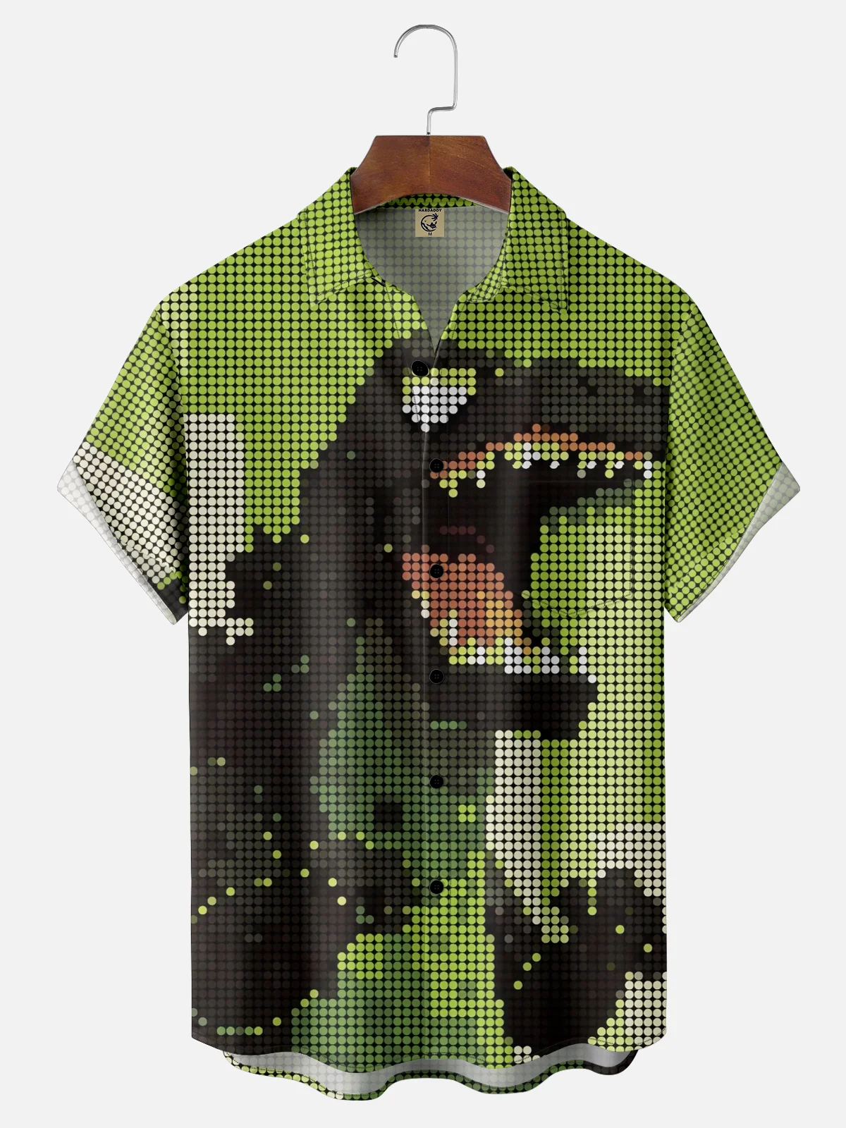 Moisture Wicking Funny Dinosaur Chest Pocket Hawaiian Shirt