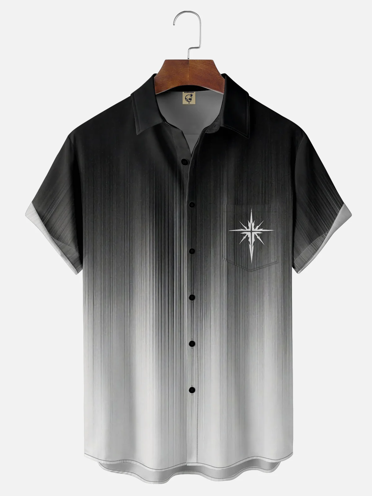 Moisture-wicking Jesus Cross Gradient Color Chest Pocket Casual Shirt