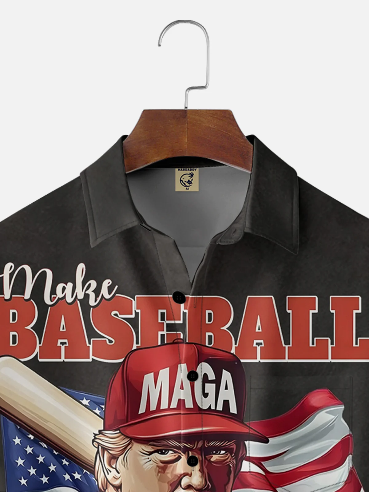 Moisture-wicking Trump Art "Make Baseball Great Again" Chest Pocket Casual Shirt