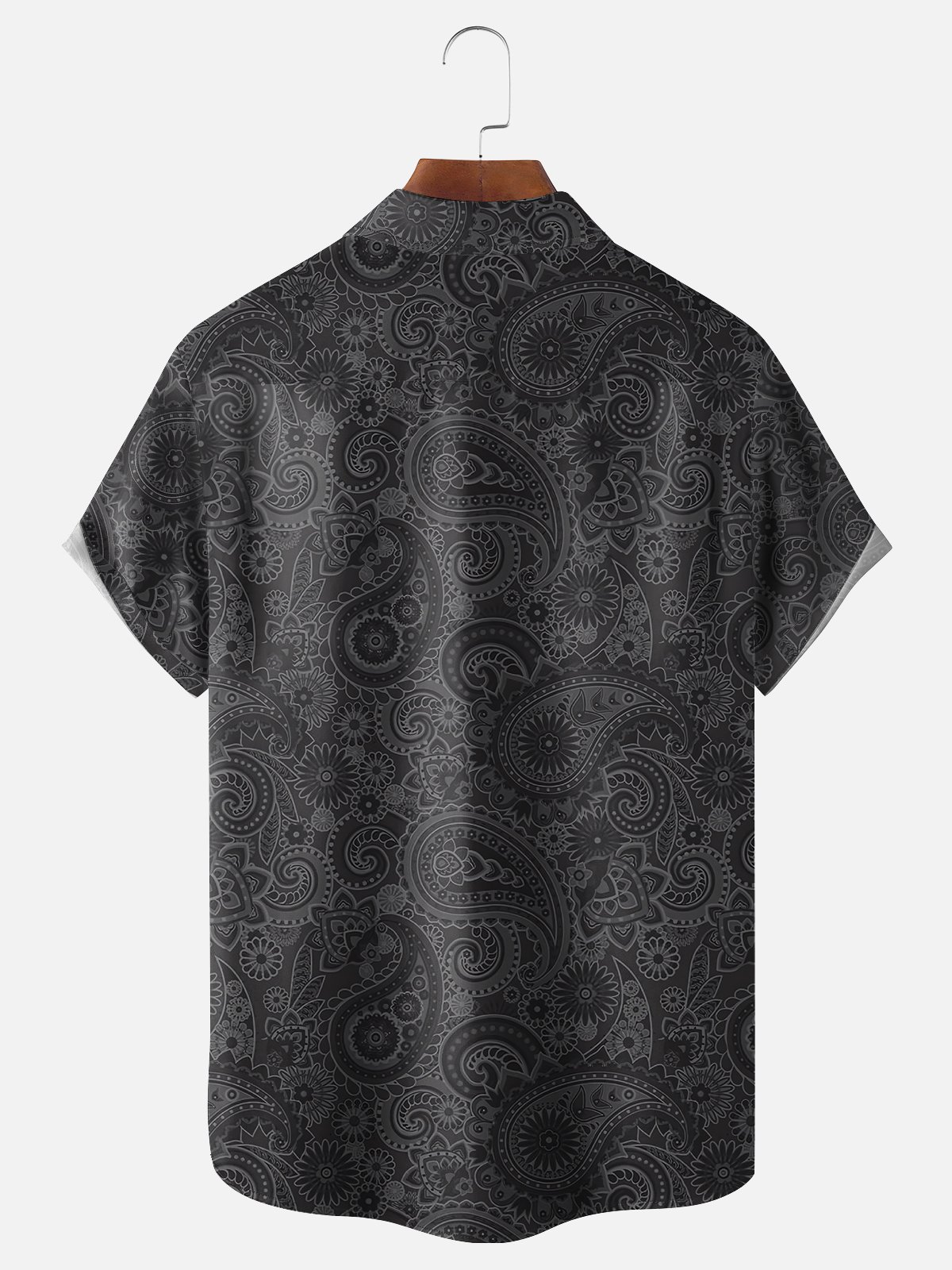 Moisture-wicking Classic Cashew Art Texture Black Chest Pocket Casual Shirt