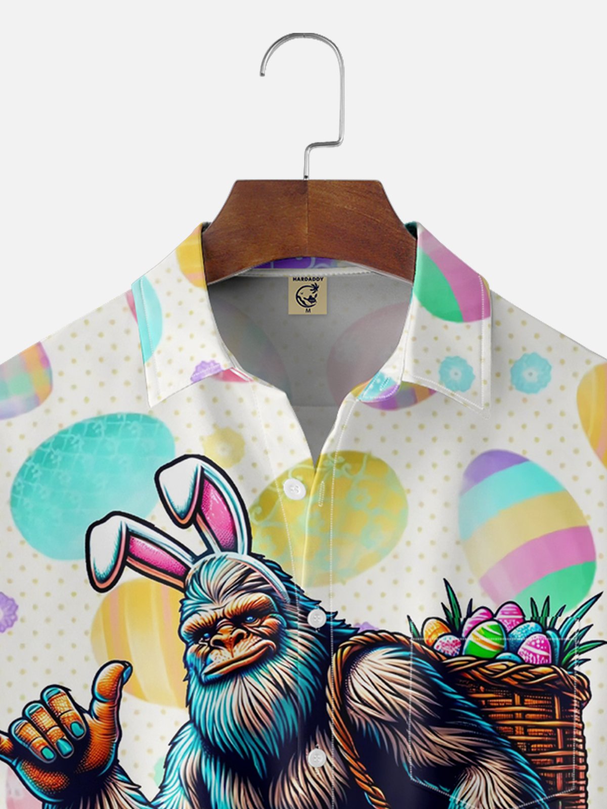 Moisture-wicking Easter Egg Bigfoot Chest Pocket Casual Shirt