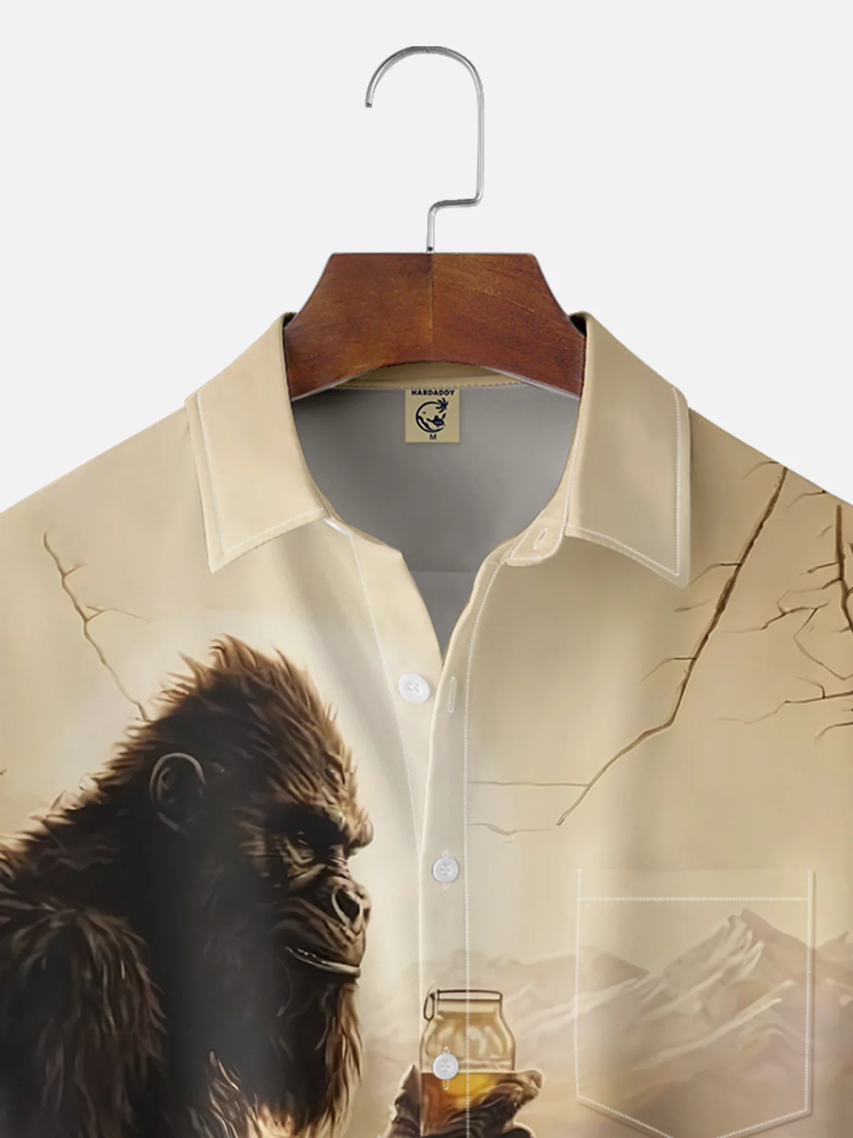 Moisture-wicking Bigfoot Whiskey Art Chest Pocket Hawaiian Shirt