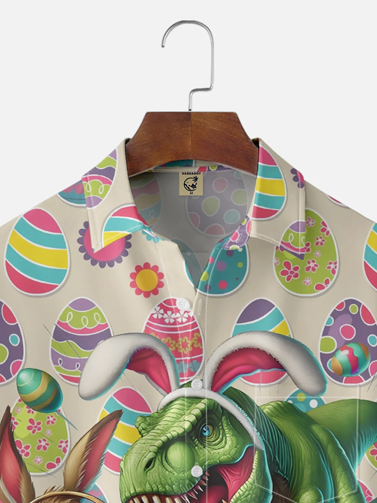 Moisture-wicking Easter Dinosaur Rabbit Bunny Eggs Chest Pocket Casual Shirt