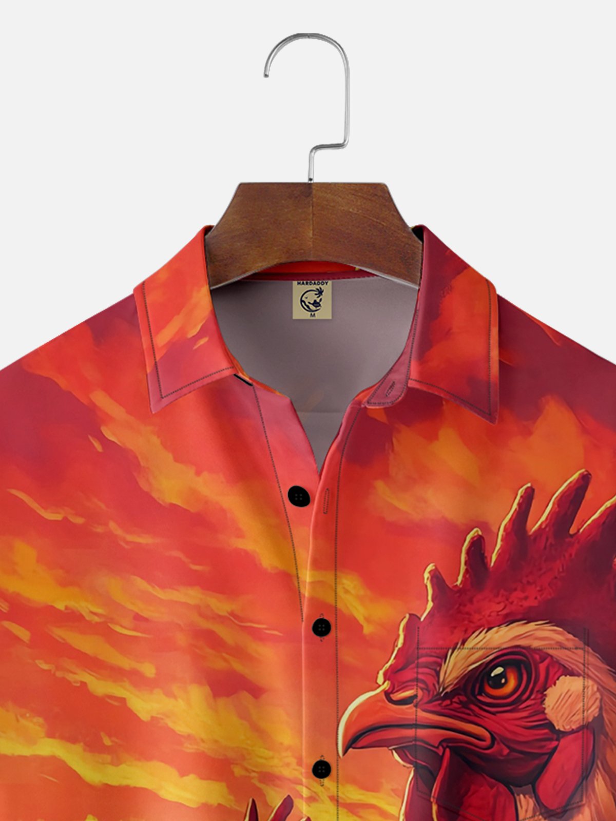 Moisture-wicking Rooster Animal Sunset Chest Pocket Casual Shirt