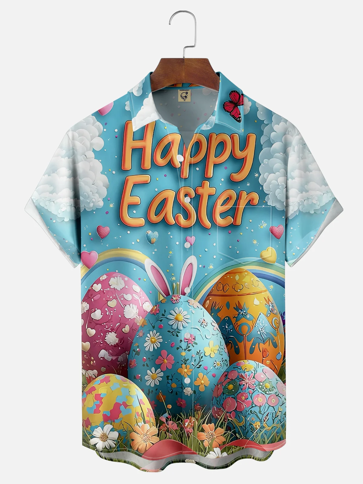 Moisture-wicking Happy Easter Egg Bunny Chest Pocket Casual Shirt