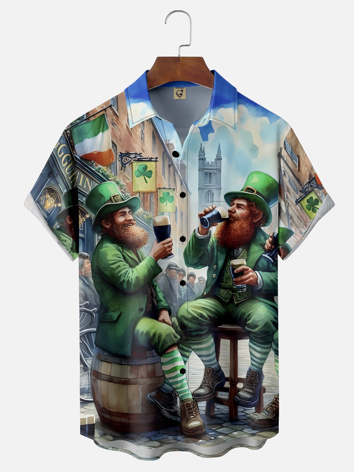 Moisture-wicking St Patrick's Day Beer Shamrock Irish Chest Pocket Casual Shirt