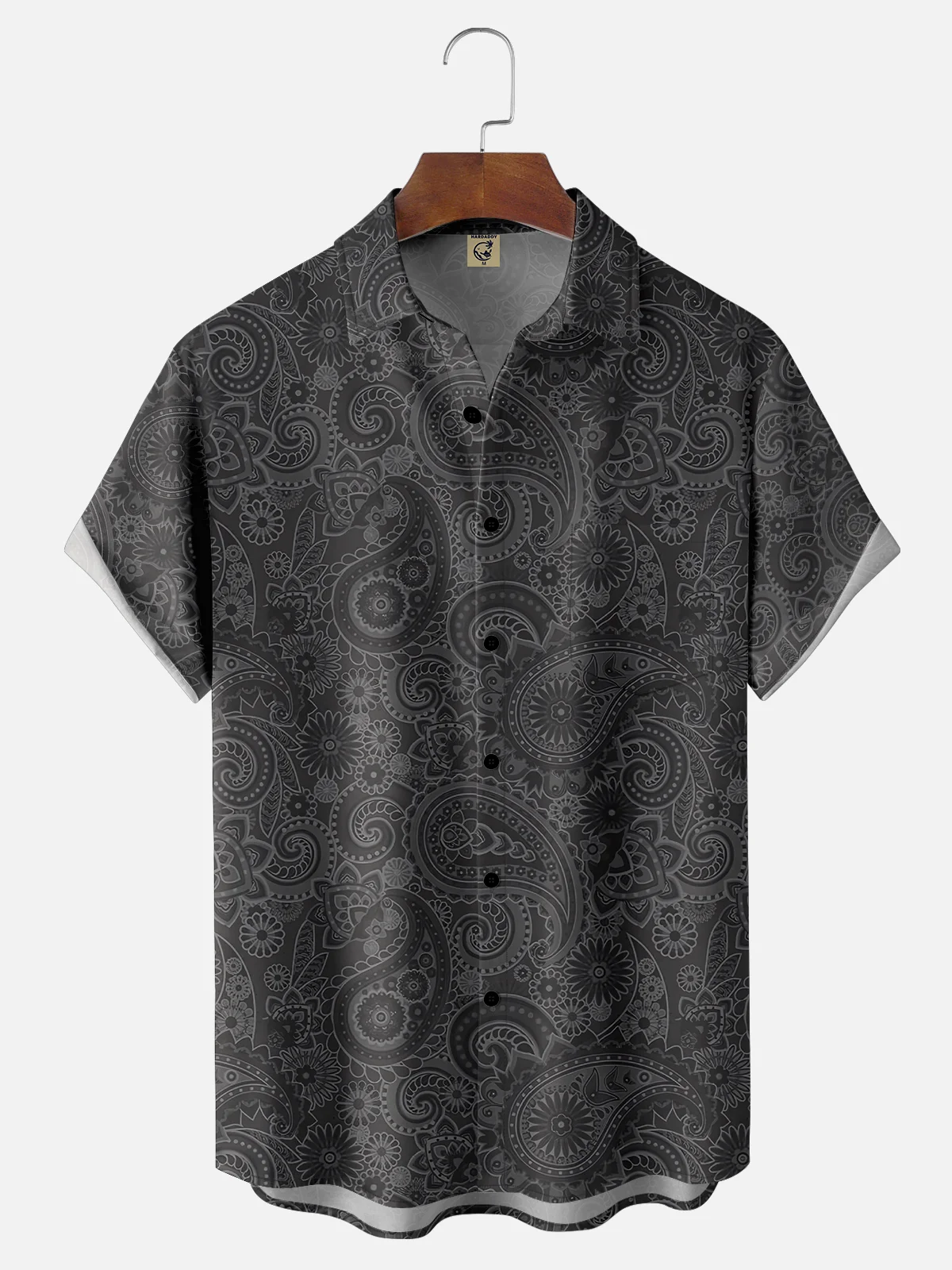 Moisture-wicking Classic Cashew Art Texture Black Chest Pocket Casual Shirt