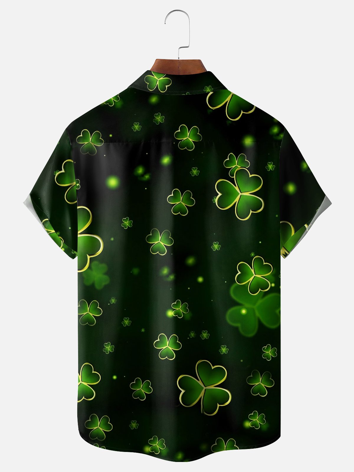 Moisture-wicking St. Patrick's Day Gnome Beer Shamrock Chest Pocket Casual Shirt