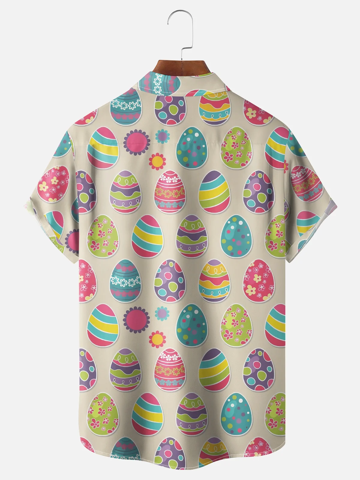 Moisture-wicking Easter Dinosaur Rabbit Bunny Eggs Chest Pocket Casual Shirt