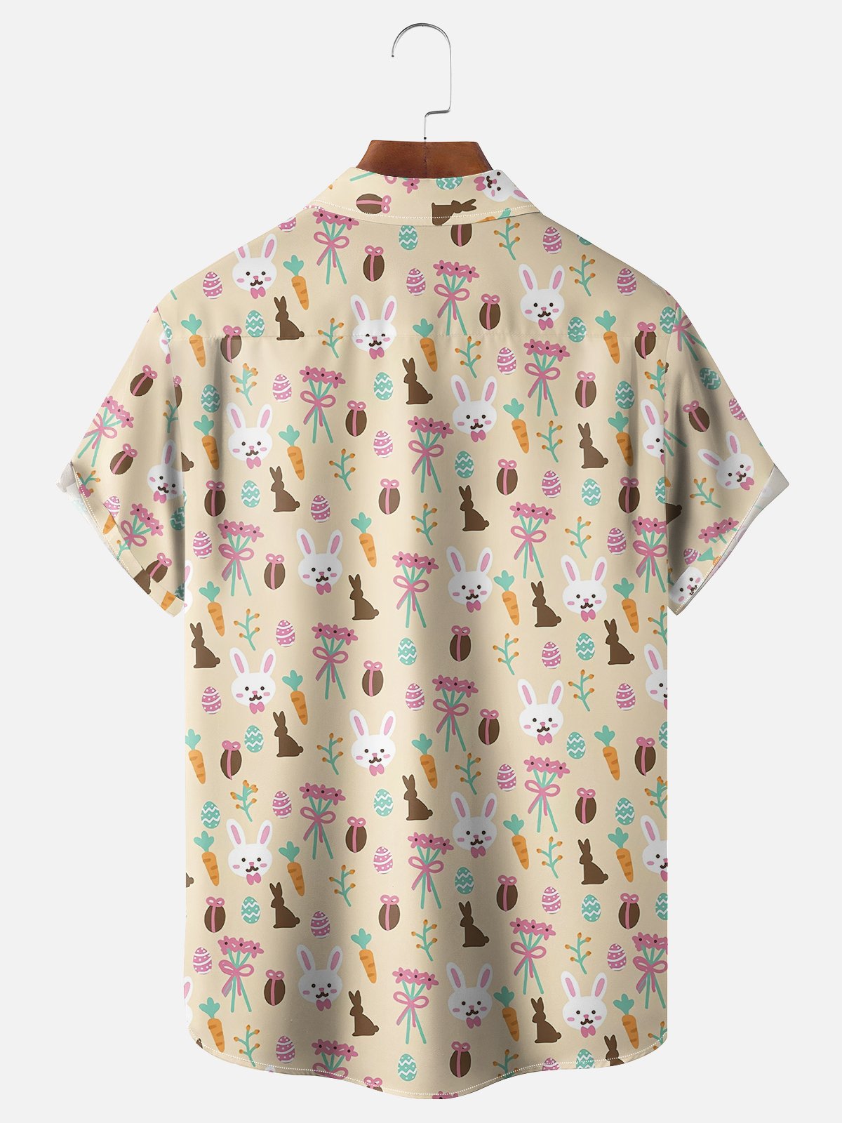 Moisture-wicking Happy Easter Bigfoot Art Egg Chest Pocket Casual Shirt