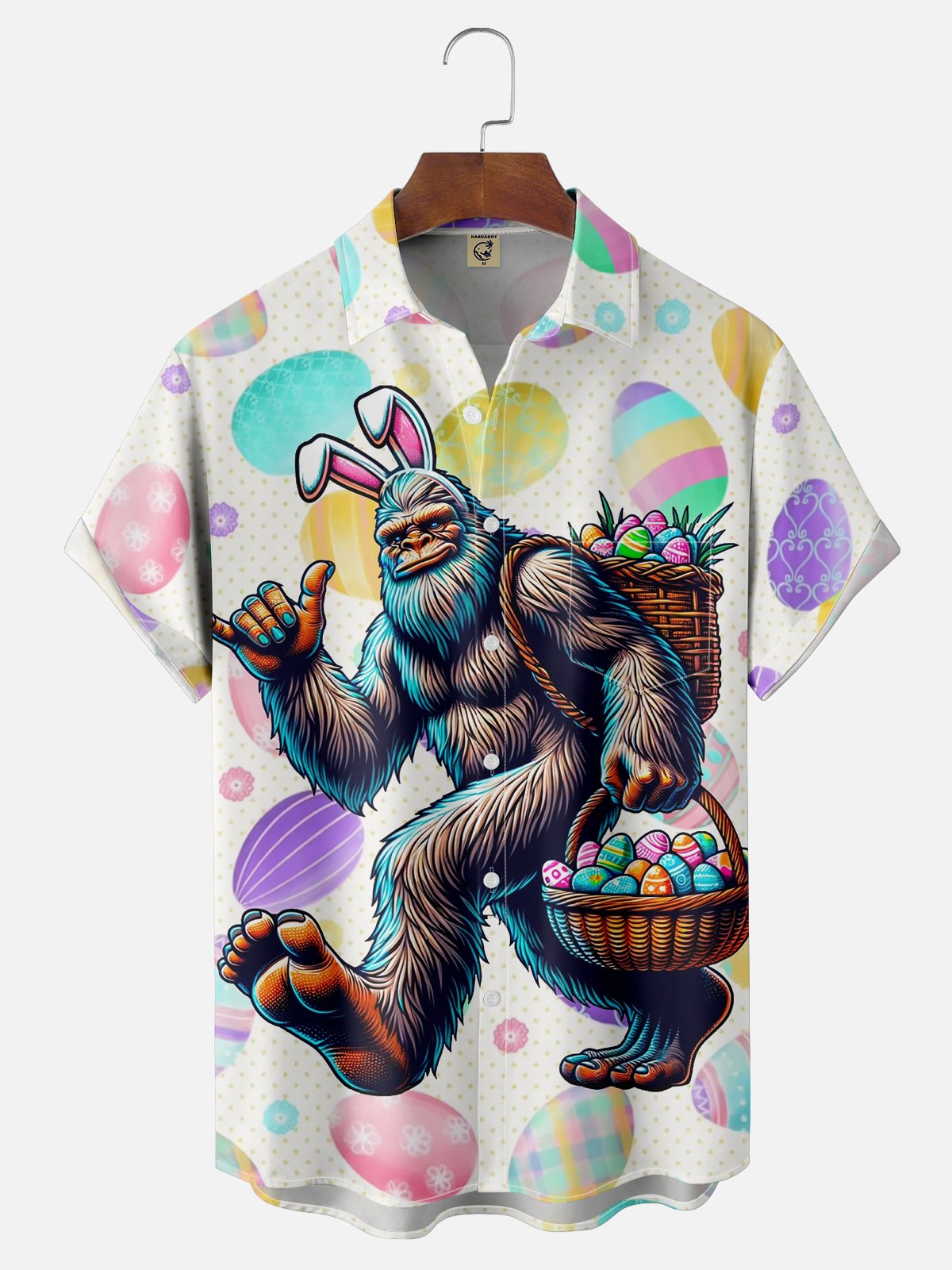 Moisture-wicking Easter Egg Bigfoot Chest Pocket Casual Shirt