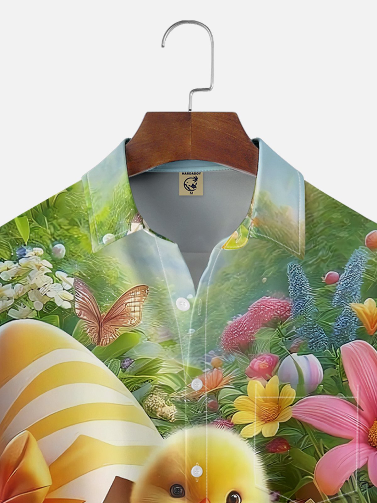 Moisture-wicking Happy Easter Chick Egg Chest Pocket Casual Shirt