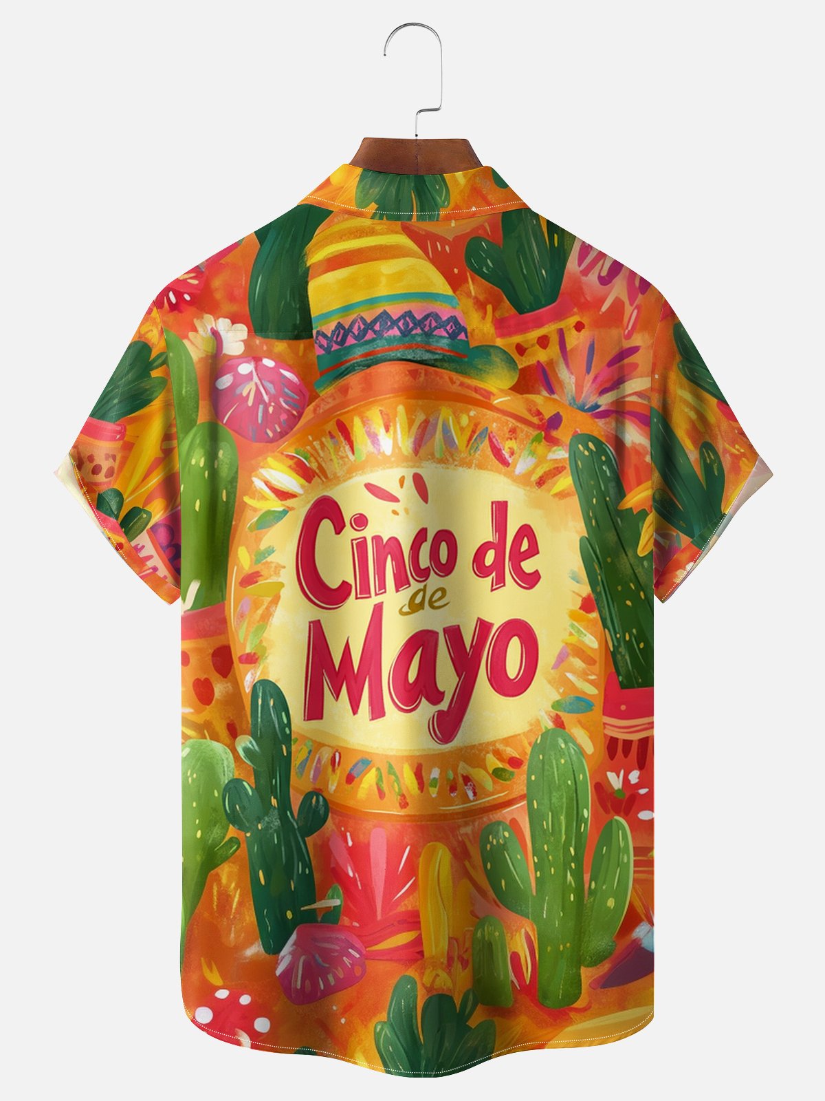 Moisture-wicking Cinco de Mayo Mexican Cactus Chest Pocket Casual Shirt