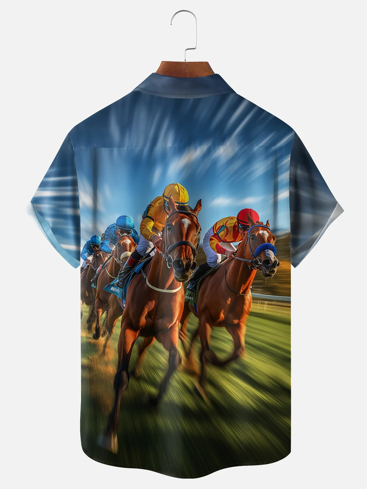 Moisture-wicking Kentucky Derby Horse Racing Chest Pocket Casual Shirt
