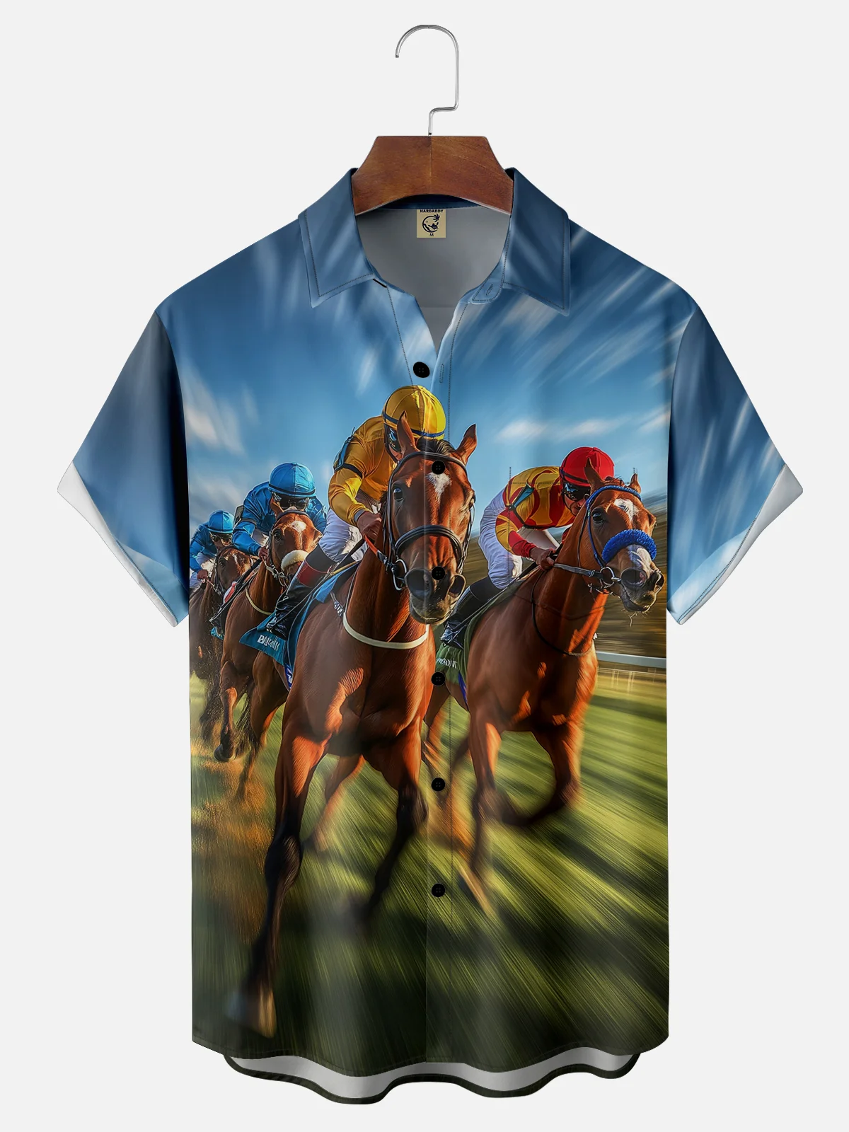Moisture-wicking Kentucky Derby Horse Racing Chest Pocket Casual Shirt