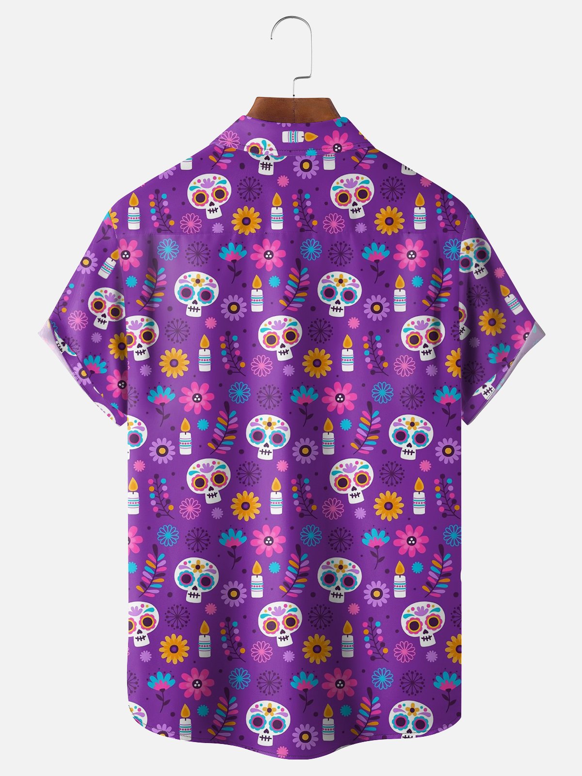 Moisture-wicking Cinco de Mayo Day of the Dead Mexican Skull Chest Pocket Casual Shirt