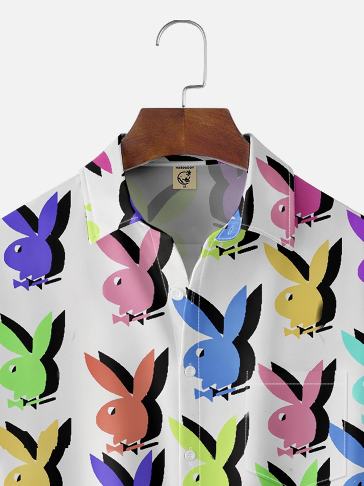 Moisture-wicking Bunny Rabbits Chest Pocket Hawaiian Shirt