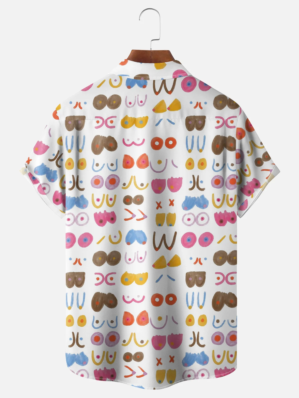 Moisture-wicking Art Boobs Chest Pocket Casual Shirt