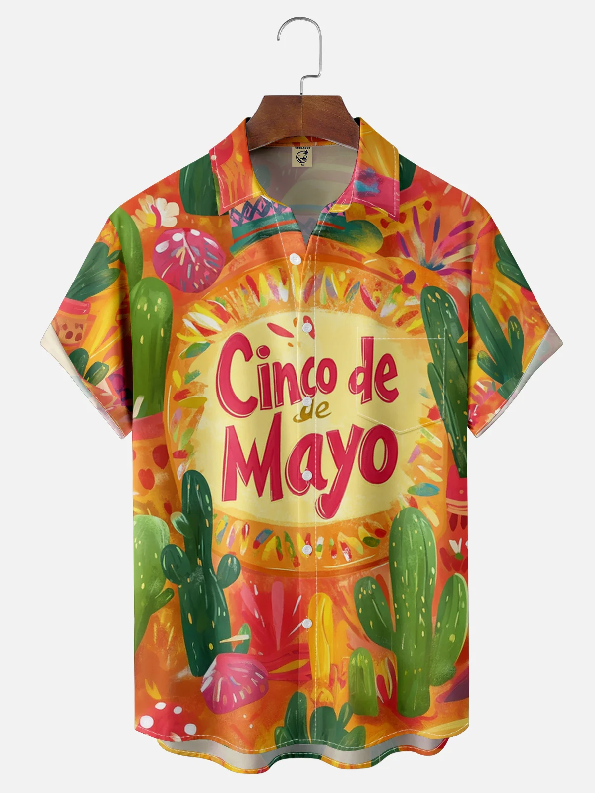 Moisture-wicking Cinco de Mayo Mexican Cactus Chest Pocket Casual Shirt