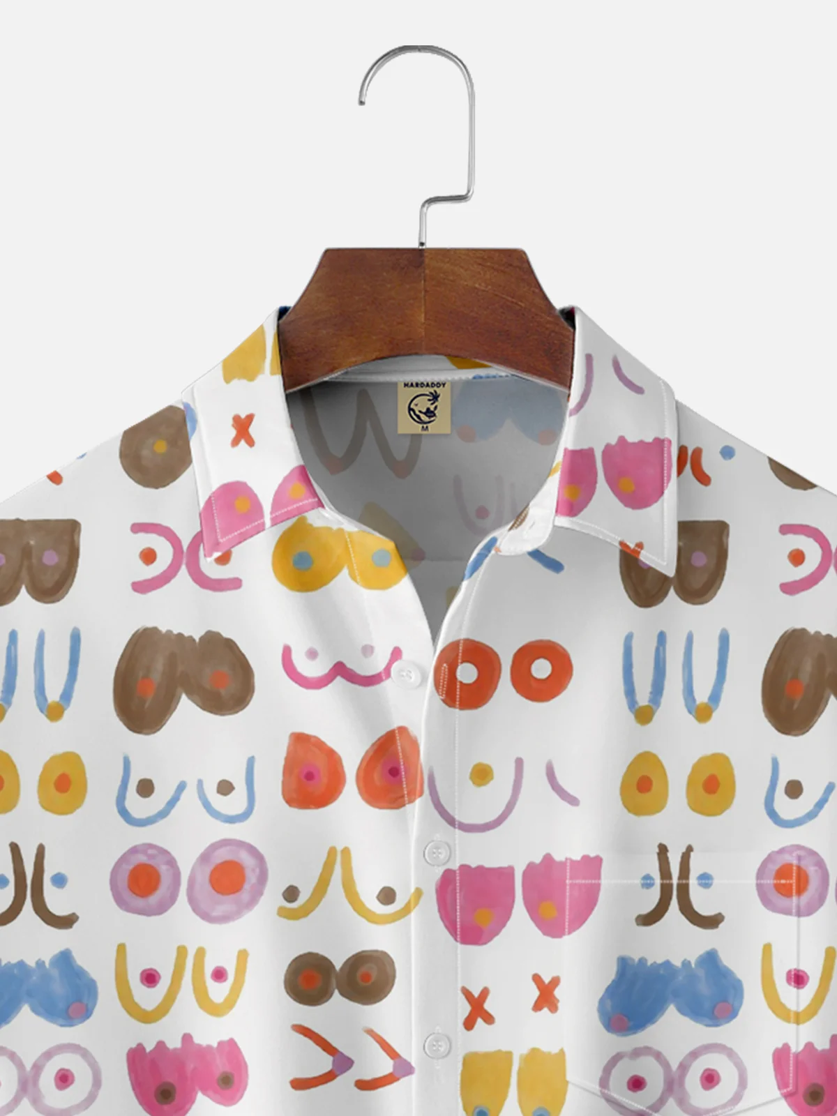 Moisture-wicking Art Boobs Chest Pocket Casual Shirt