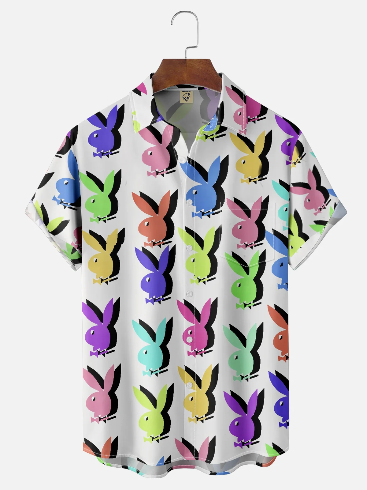Moisture-wicking Bunny Rabbits Chest Pocket Hawaiian Shirt