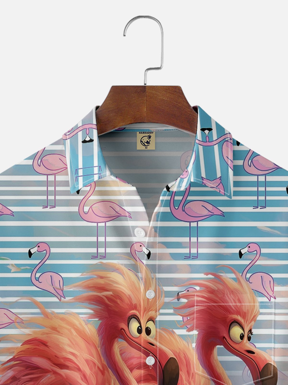 Moisture-wicking Flamingo Chest Pocket Hawaiian Shirt