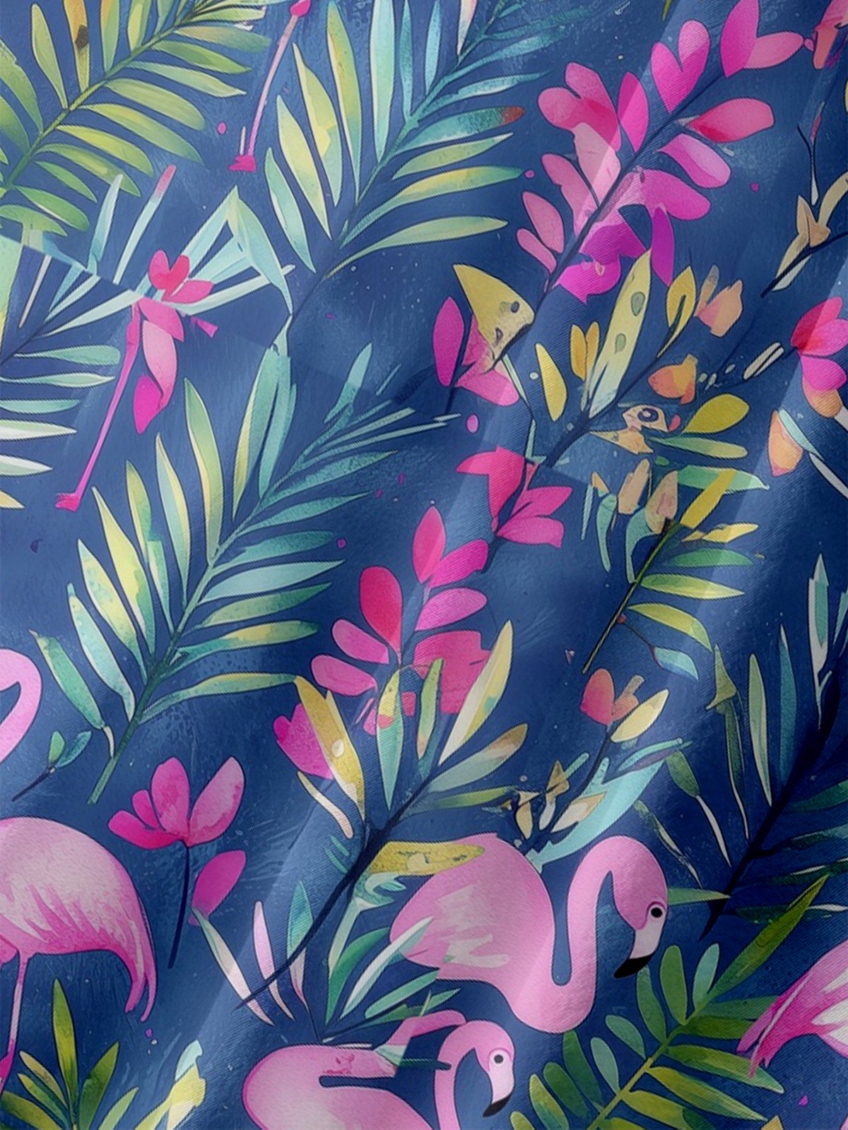 Moisture-wicking Tropical Flamingo Chest Pocket Hawaiian Shirt