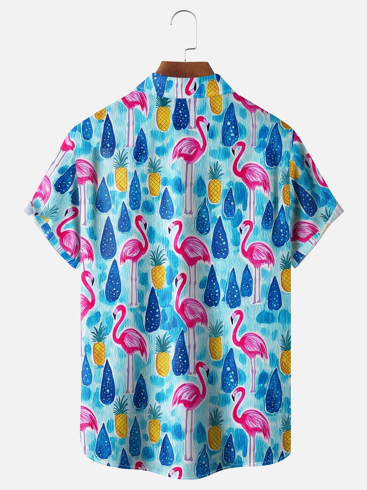 Moisture-wicking Flamingo Chest Pocket Hawaiian Shirt